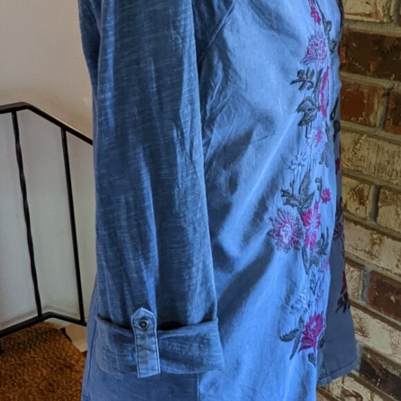 Embroidered,  button front Shirt - Picture 8 of 9